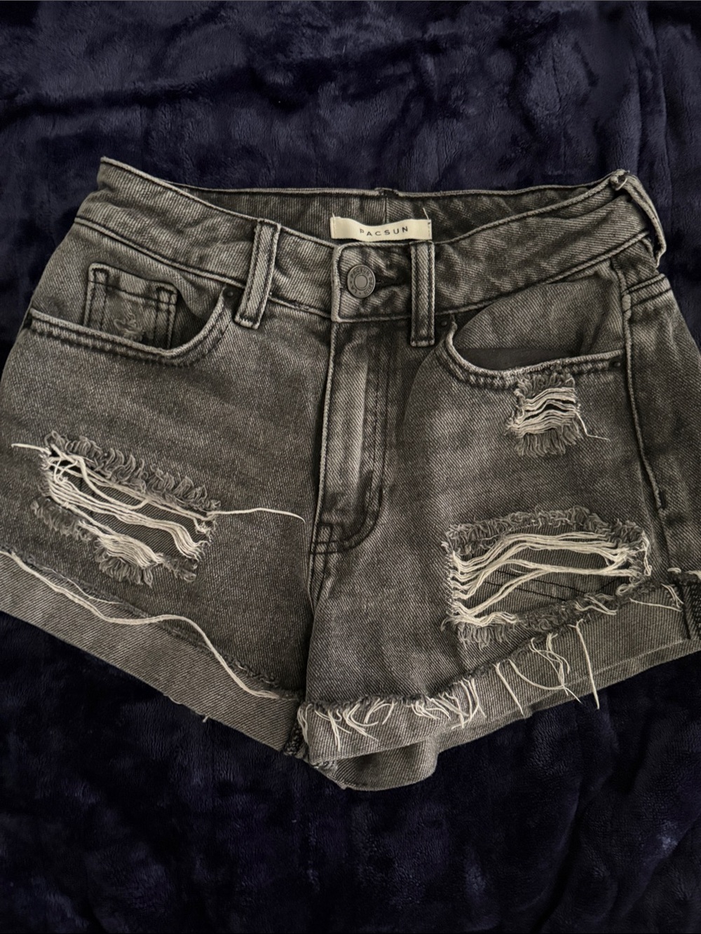 PacSun Washed Black Distressed Denim Cutoff Shorts